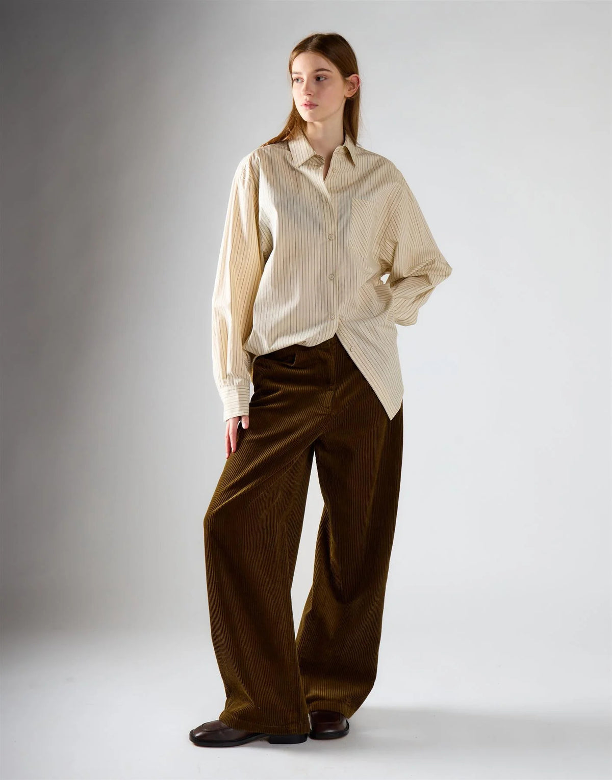 PANTALONE DONNA GAMBA LARGA IN VELLUTO A COSTE OLIVA GLAMOROUS KA7718 OLIVE CORDUROY GLAMOROUS 