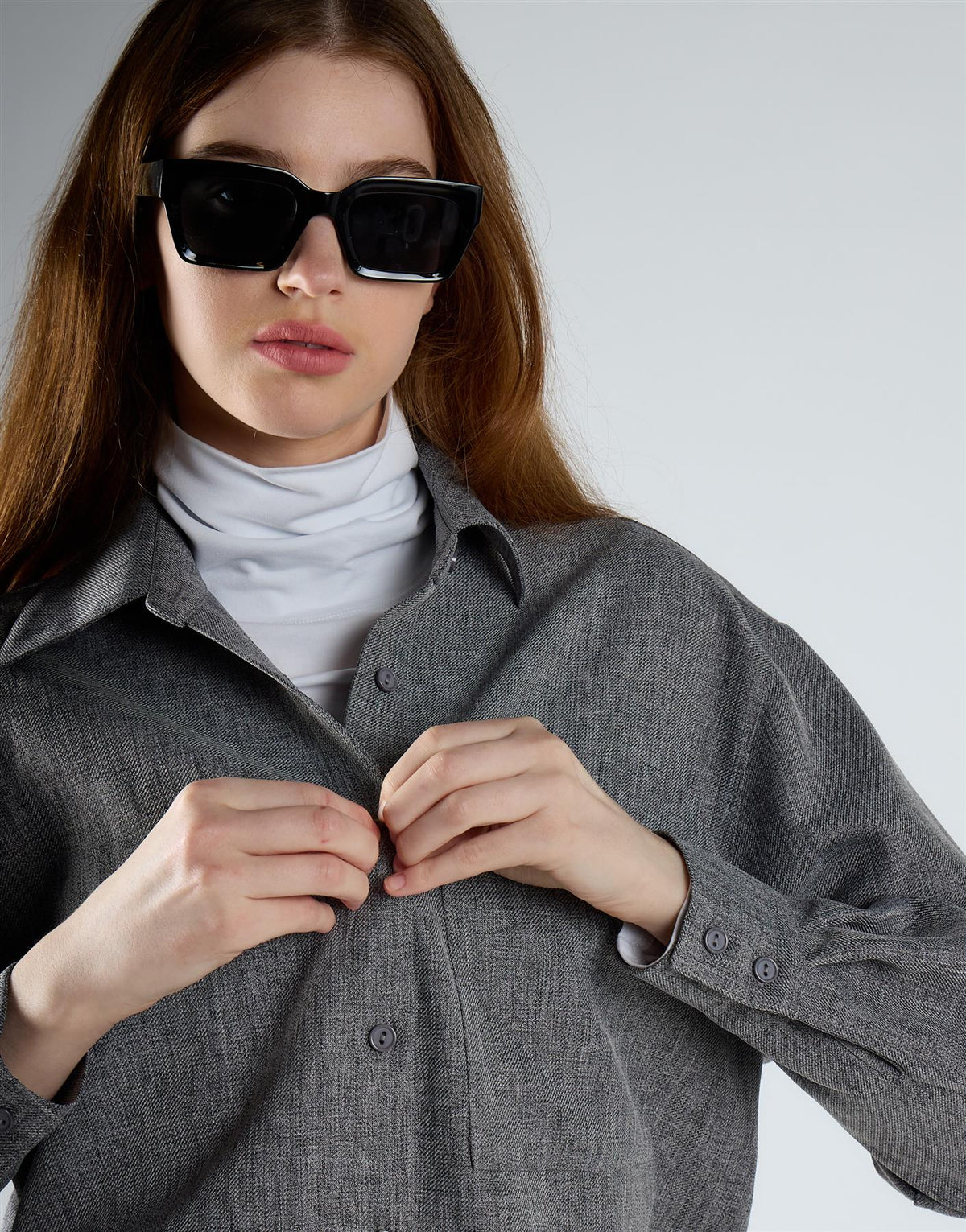 CAMICIA DONNA CON TASCHINO OVERSIZE GRIGIA GLAMOROUS NW0079 MID GREY GLAMOROUS 