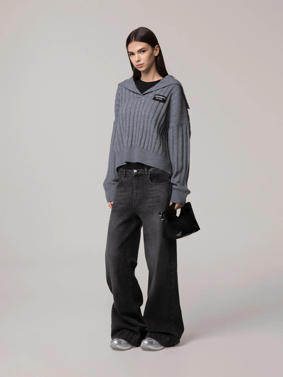 MAGLIA DONNA  A COSTE CON COLLO MARINAIO GRIGIO HINNOMINATE HMABW03188 GRIGIO MELANGE HINNOMINATE 