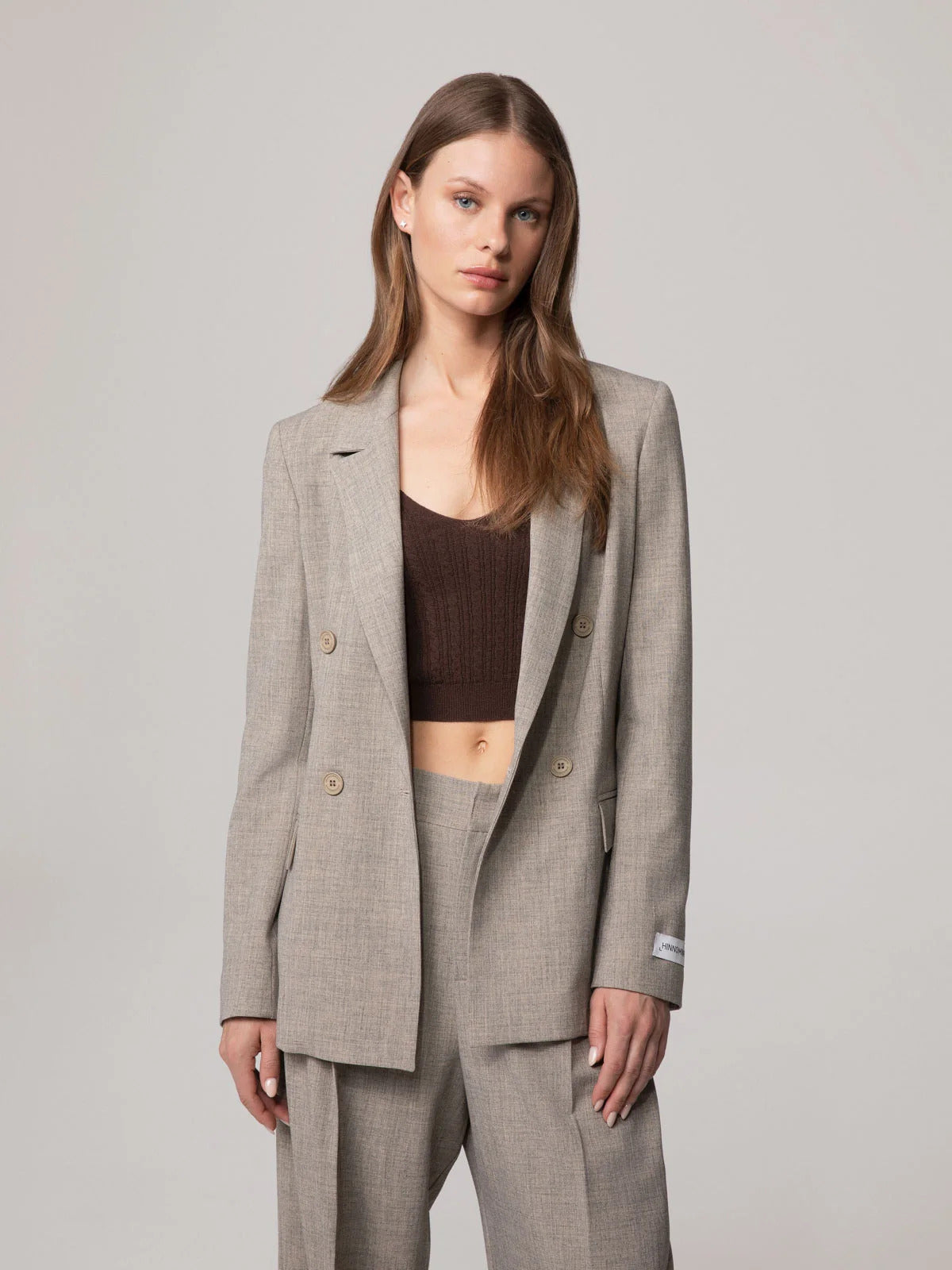 BLAZER DONNA DOPPIOPETTO IN POLIVISCOSA BEIGE HIONNOMINATE HMABW03206 BEIGE HINNOMINATE 