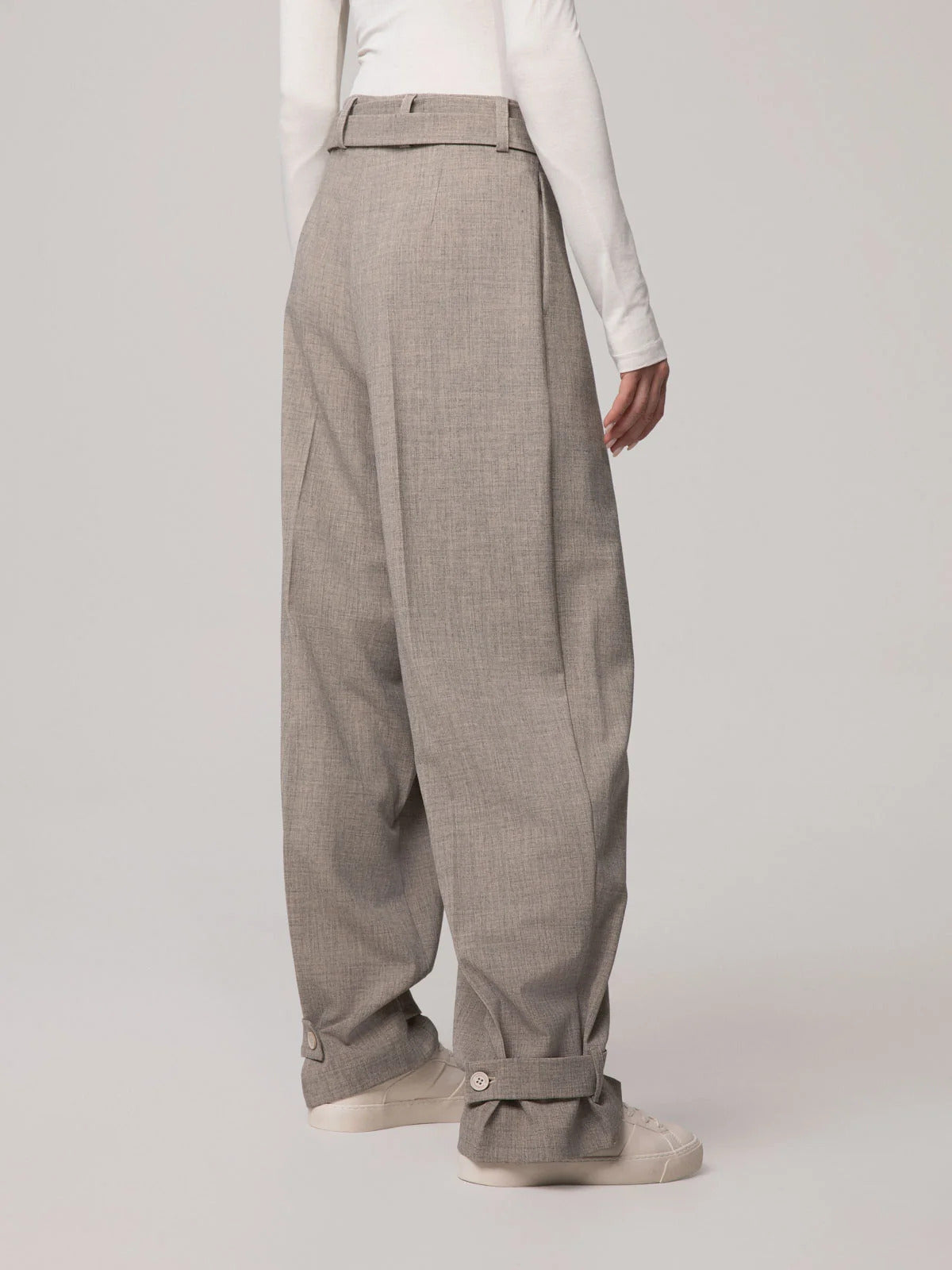 PANTALONE DONNA IN POLIVISCOSA CON CINTURINO BEIGE HINNOMINATE HMABW03213 BEIGE HINNOMINATE 