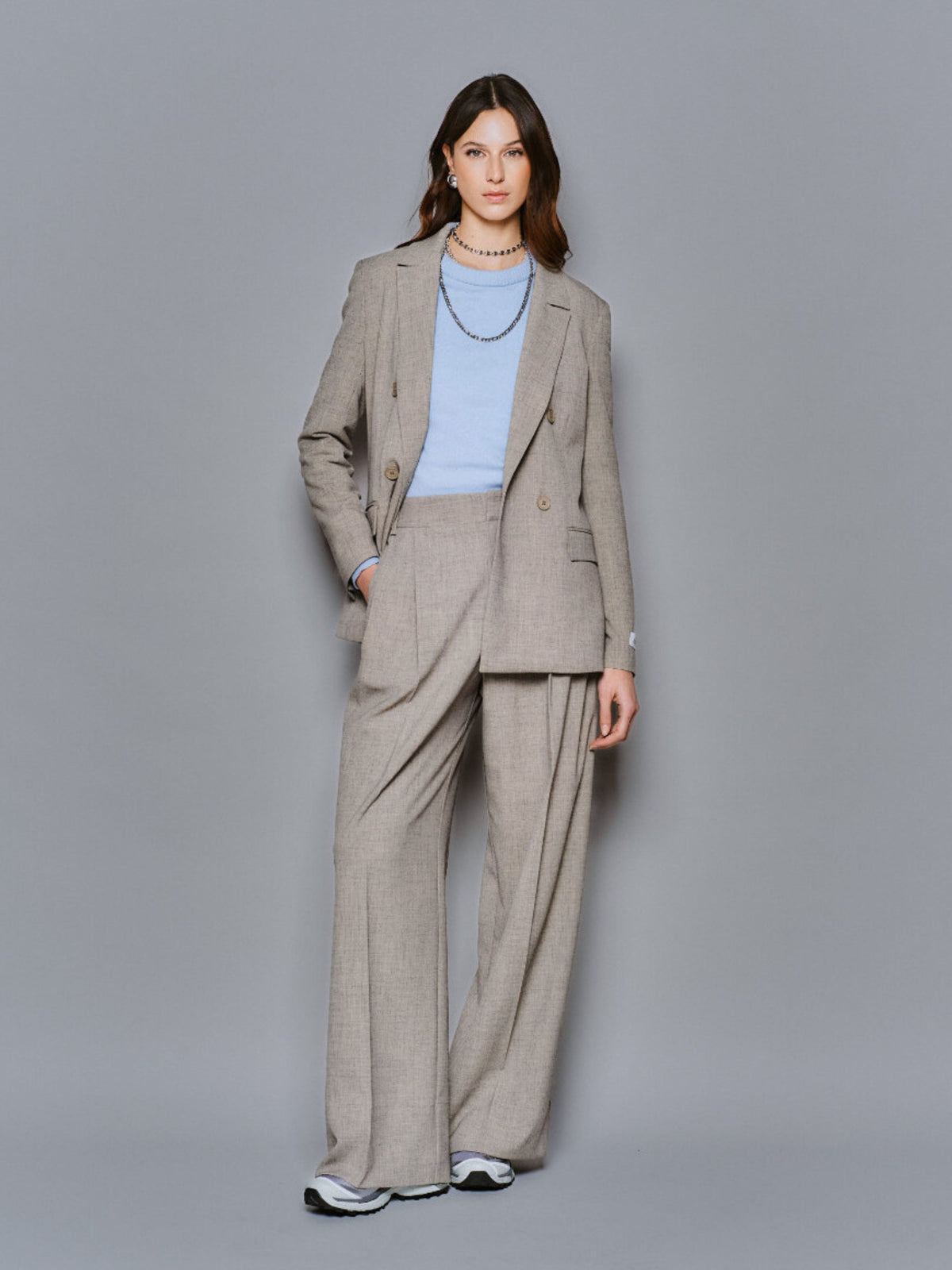 PANTALONE DONNA FLARE IN POLIVISCOSA BEIGE HINNOMINATE HMABW03217 BEIGE HINNOMINATE 