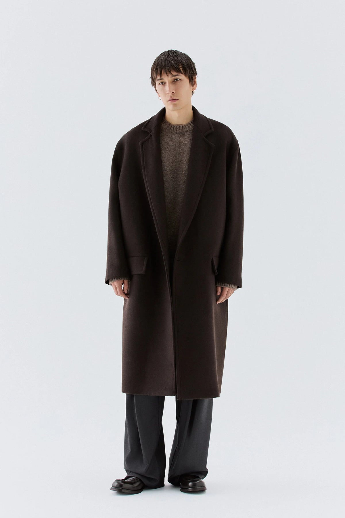 CAPPOTTO UOMO DOPPIOPETTO OVERSIZE IN MISTO LANA MORO I'M BRIAN CP3866 MORO I'M BRIAN 