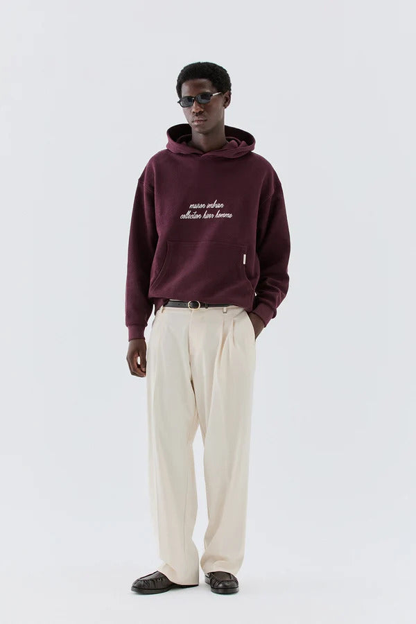 felpa uomo oversize con cappuccio bordeaux i'm brian F3919 BORDEAUX I'M BRIAN 