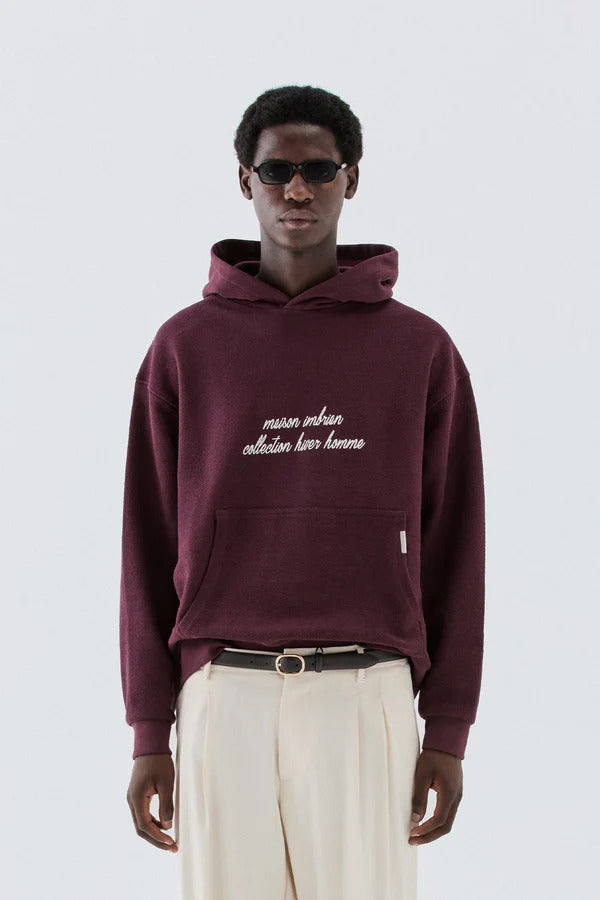 felpa uomo oversize con cappuccio bordeaux i'm brian F3919 BORDEAUX I'M BRIAN 