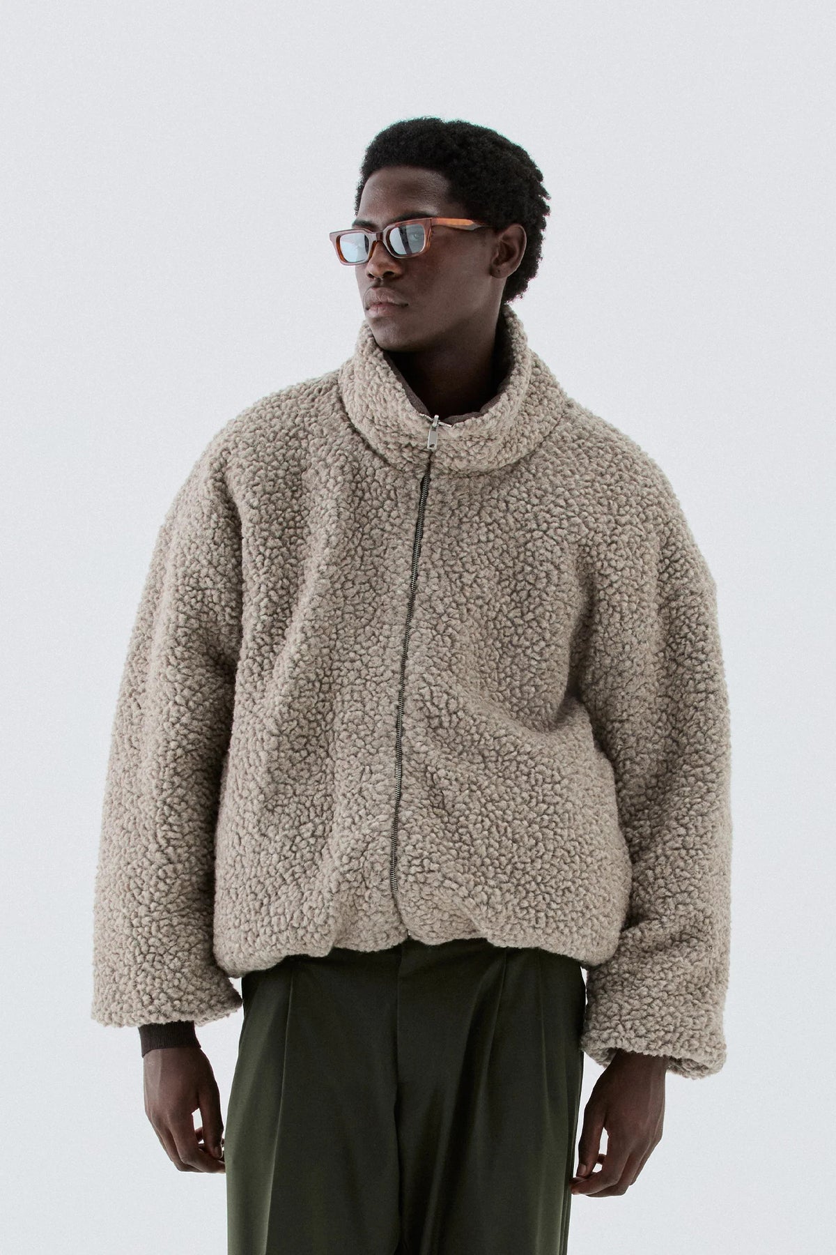 GIUBBINO uomo REVERSIBILE OVERSIZE IN MISTO LANA beige/moro i'm brian GIU3877 BEIGE I'M BRIAN 