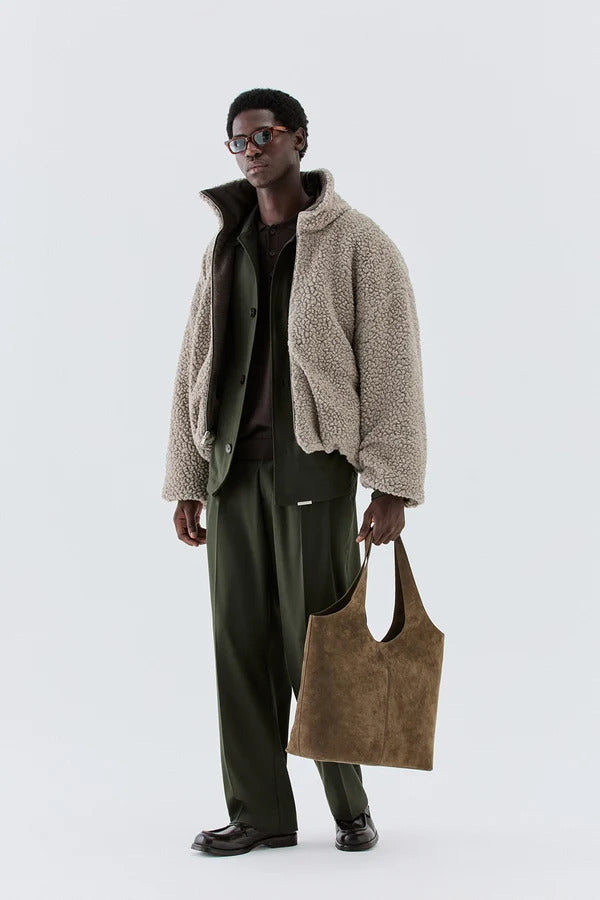 GIUBBINO uomo REVERSIBILE OVERSIZE IN MISTO LANA beige/moro i'm brian GIU3877 BEIGE I'M BRIAN 