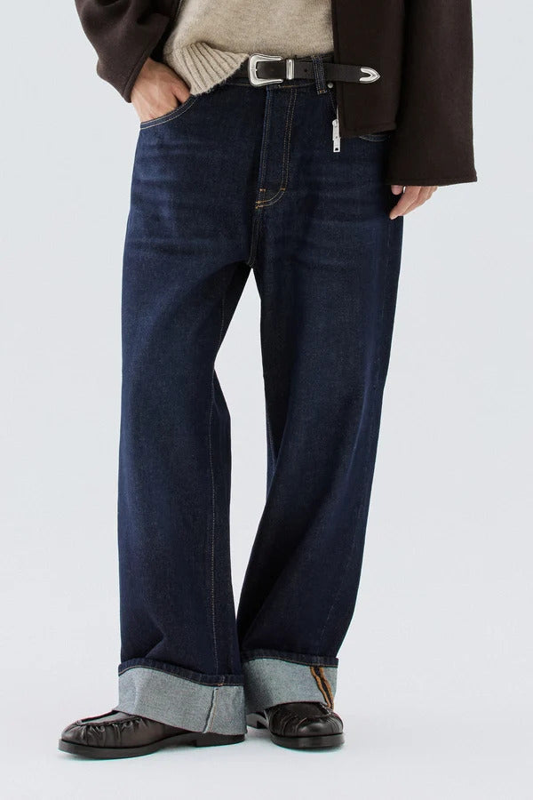 JEANS UOMO BAGGY FONDO AMPIO CON RISVOLTO LAVAGGIO RAW I'M BRIAN JASON R L24/26 DENIM I'M BRIAN 