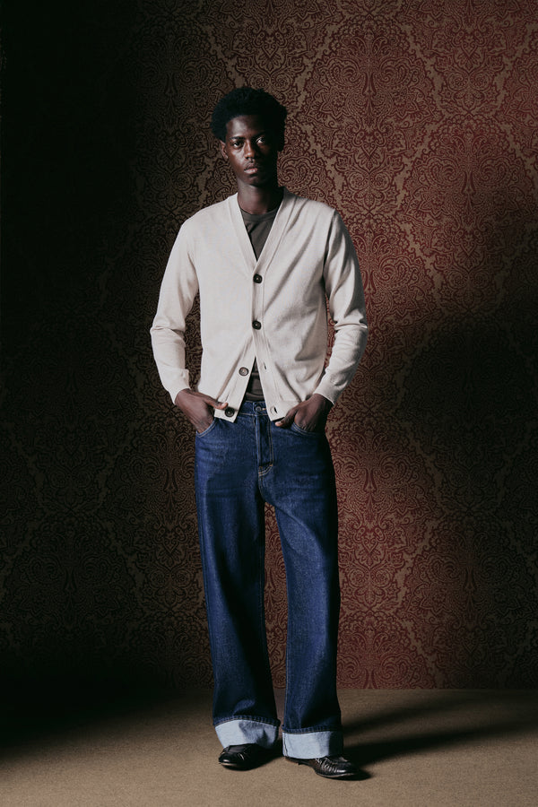 JEANS UOMO BAGGY FONDO AMPIO CON RISVOLTO LAVAGGIO RAW I'M BRIAN JASON R L24/26 DENIM I'M BRIAN 