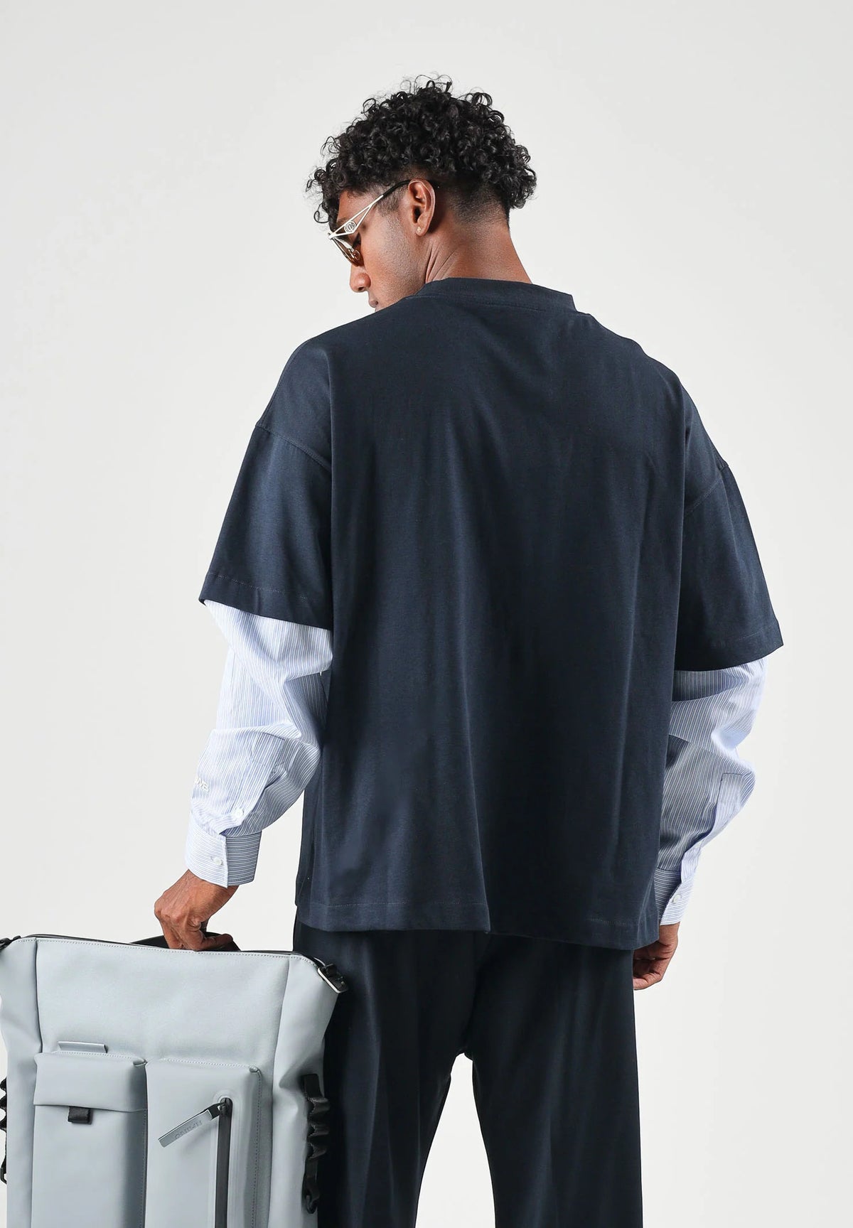 T-SHIRT UOMO OVERSIZE MANICHE LUNGHE  CAMICIA BLU I'M BRIAN TS3936 BLU I'M BRIAN 