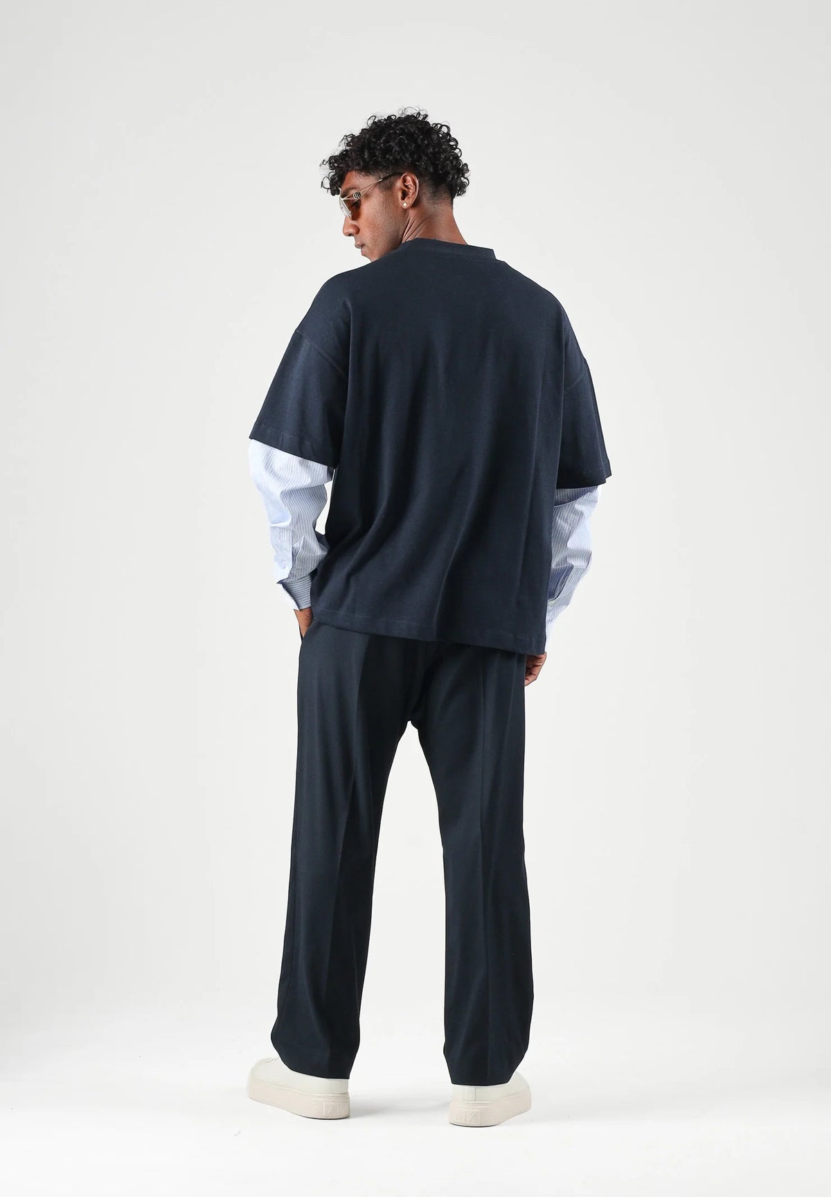 T-SHIRT UOMO OVERSIZE MANICHE LUNGHE  CAMICIA BLU I'M BRIAN TS3936 BLU I'M BRIAN 