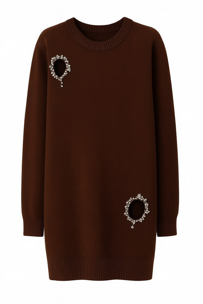 ABITO DONNA CORTO IN MAGLIA CON APPLICAZIONI MORO JIJIL JPI26AK075 MORO JIJIL 