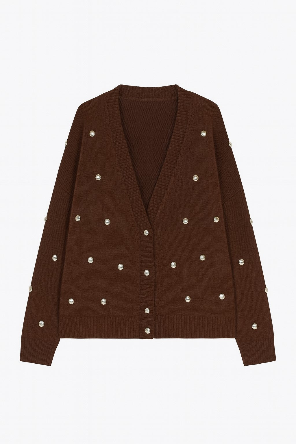 CARDIGAN DONNA SCOLLO A V PROFONDO CON APPLICAZIONI JIJIL JPI26MK032 MORO JIJIL 