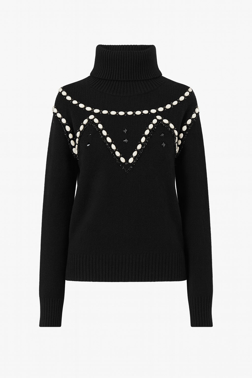 MAGLIA DONNA COLLO ALTO CON APPLICAZIONI NERO JIJIL JPI26MK047 NERO JIJIL 