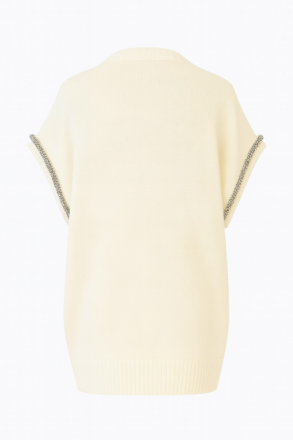 MAGLIA DONNA SMANICATA CON APPLICAZIONI JPI26MK057 PANNA JIJIL 