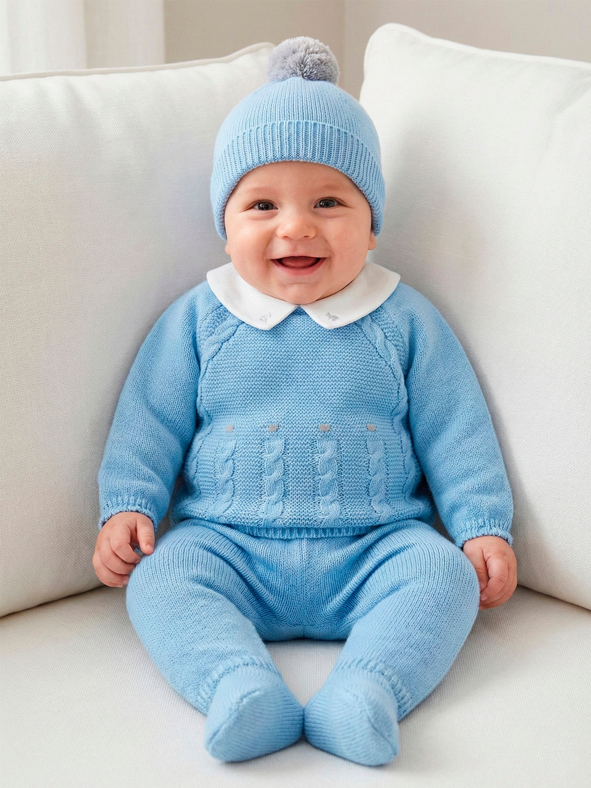 Completo 3 pezzi con carré del colletto ricamato "POLAR BRAID DOTS" 0209 POLAR MAC ILUSION KIDS 