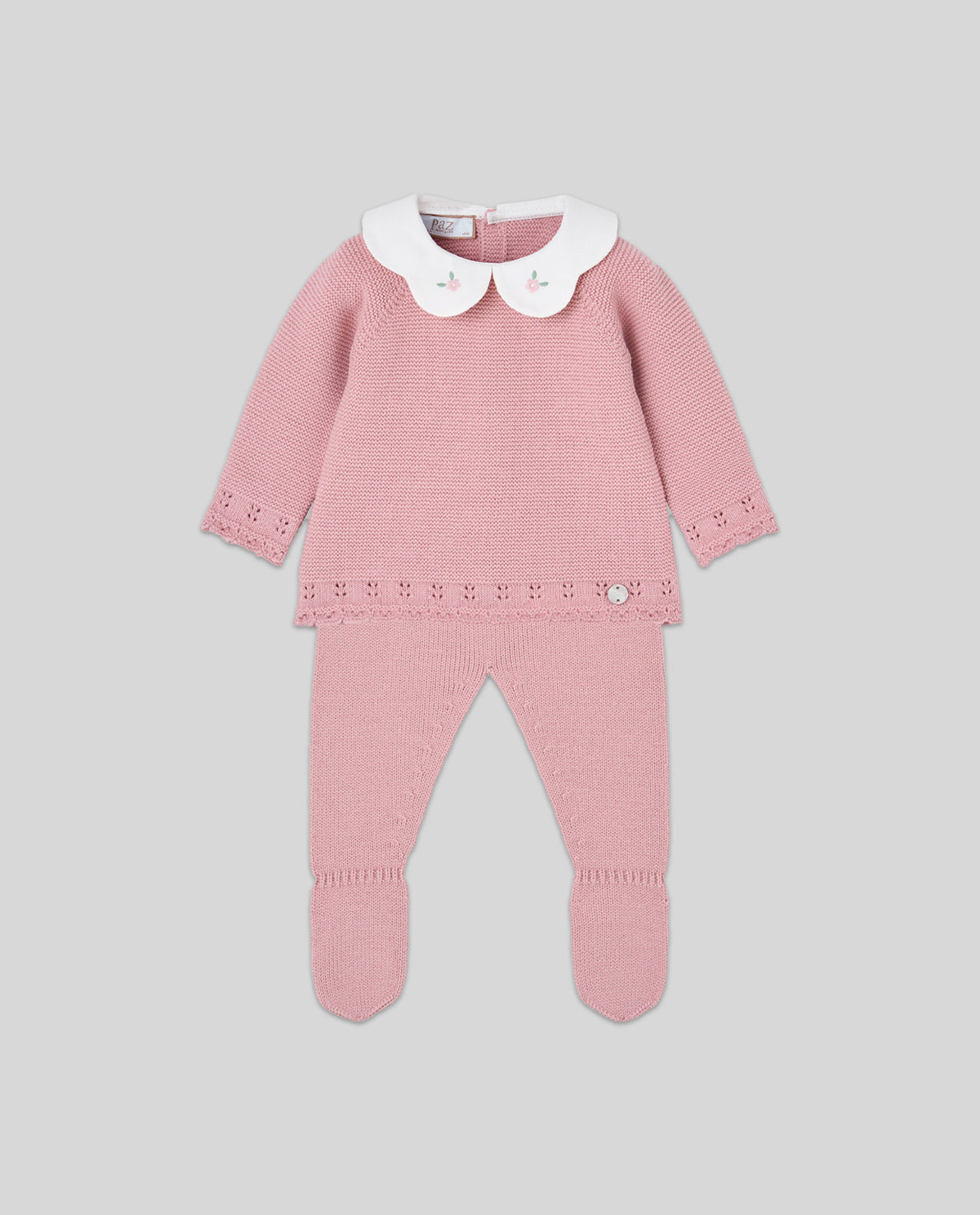 MAGLIA NEONATA IN TRICOT LAVORATA MIST PINK PAZ RODRIGUEZ 003-114149 MIST PINK PAZ RODRIGUEZ 