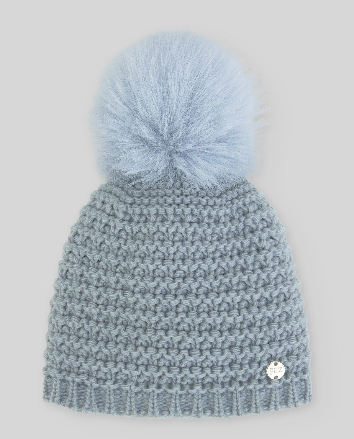 cappello con ponpon 040-130945 MINERAL BLUE PAZ RODRIGUEZ 