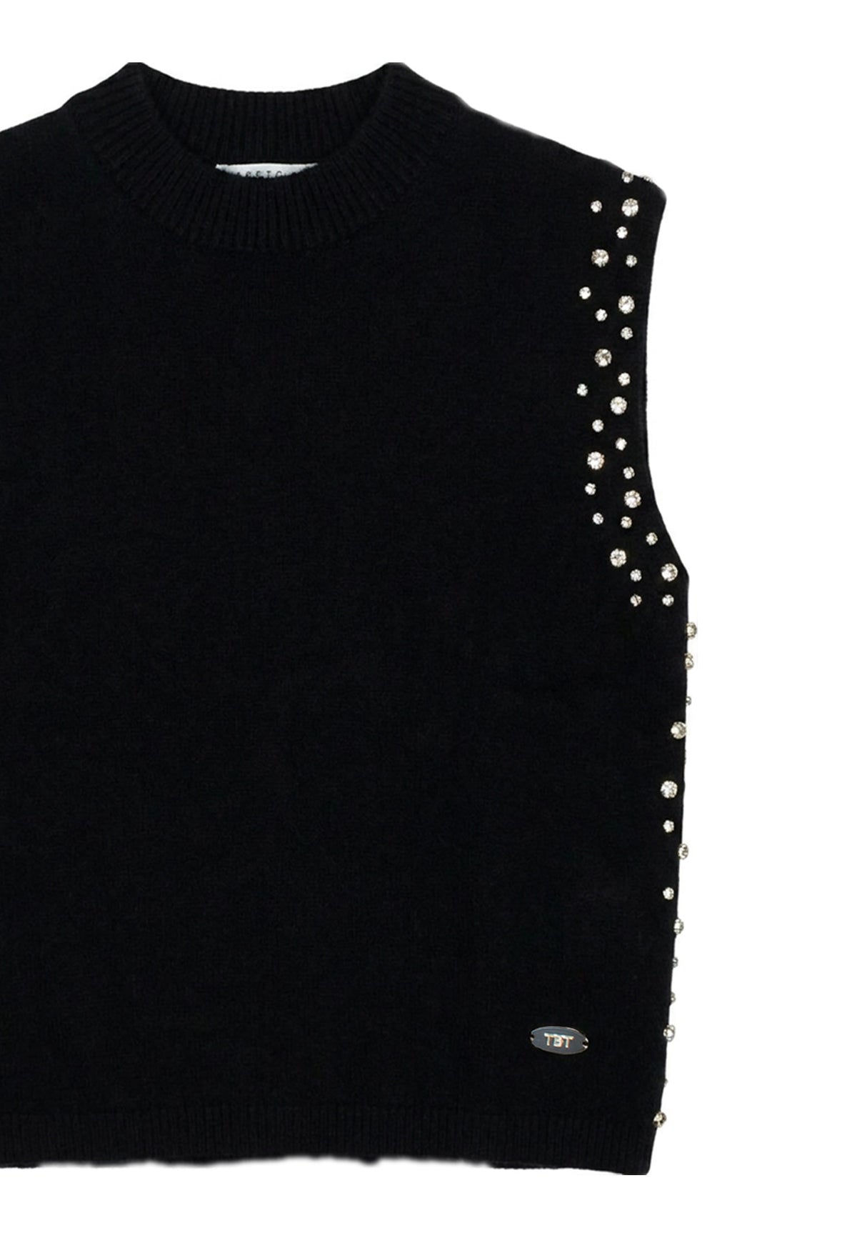 smanicatO RAGAZZA IN MAGLIA CON STRASS NERO TO BE TOO T2006M NERO TO BE TOO 