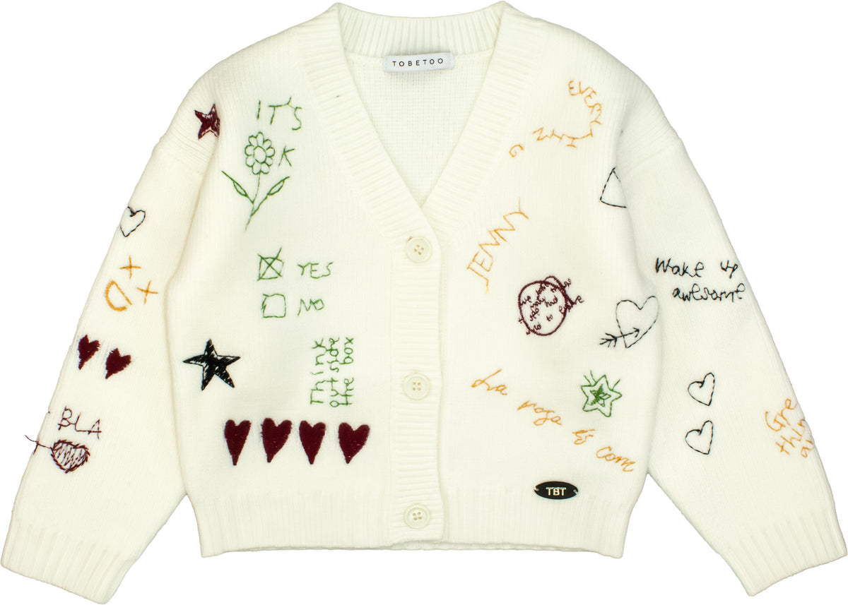 CARDIGAN BABINA CON BOTTONI E RICAMI LATTE TO BE TOO TB2130M LATTE TO BE TOO 
