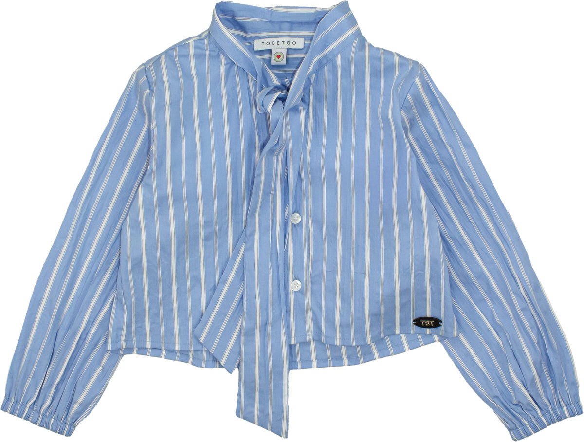 CAMICIA BAMBINA A RIGE CON FIOCCO AZZURRO TO BE TOO TB2132S UNICO TO BE TOO 