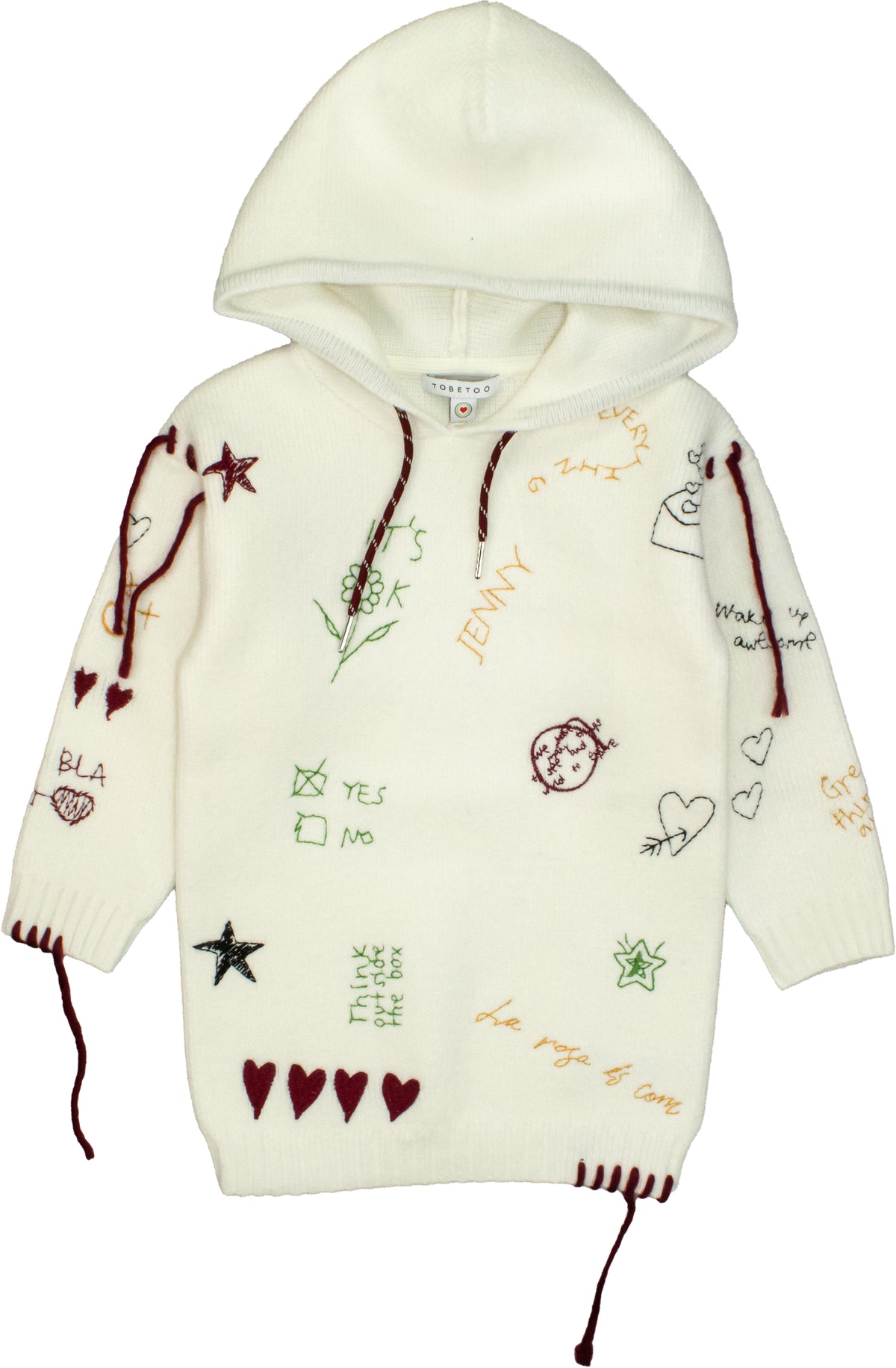 ABITO BAMBINA IN MAGLIA  CON CAPPUCCIO E RICAMI LATTE TO BE TOO TB2135A LATTE TO BE TOO 
