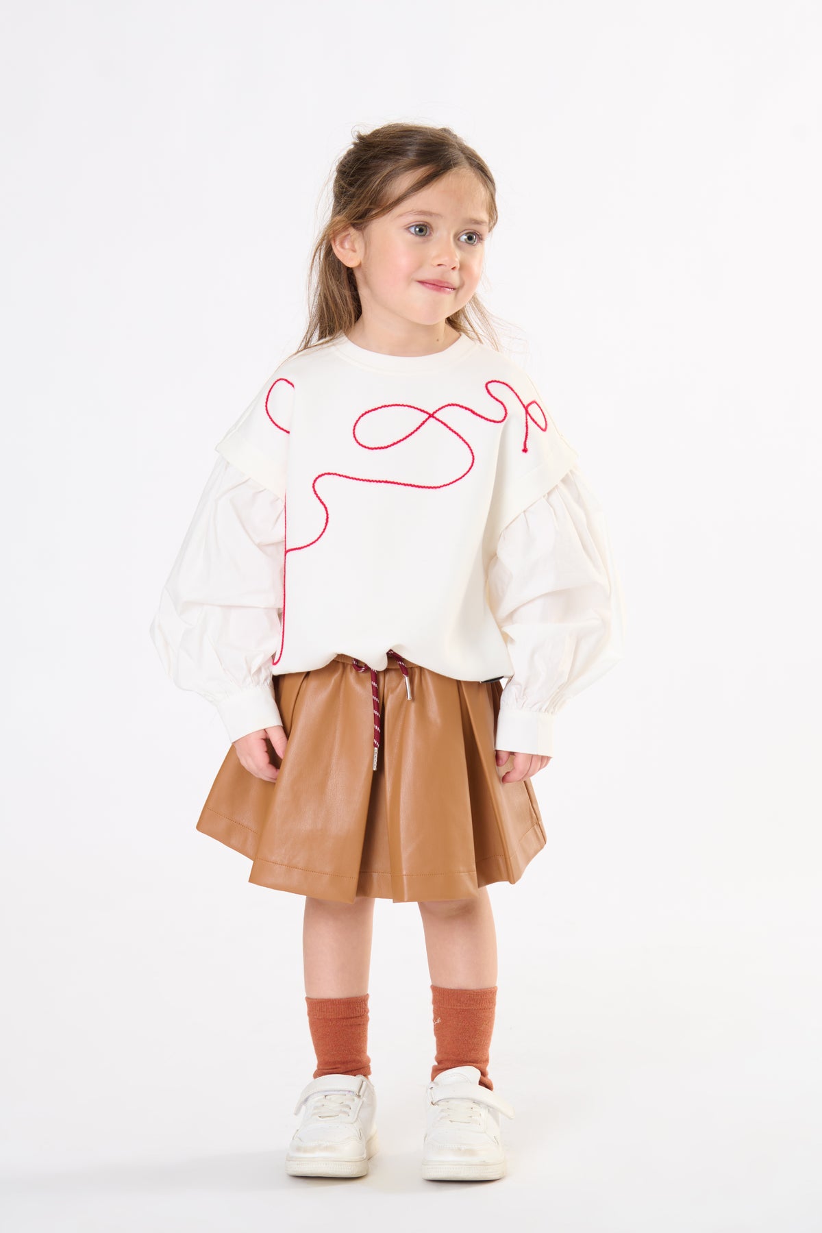 GONNA BAMBINA CON COULISSE IN ECOPELLE CARAMELLO TO BE TO TB2138G CARAMELLO TO BE TOO 