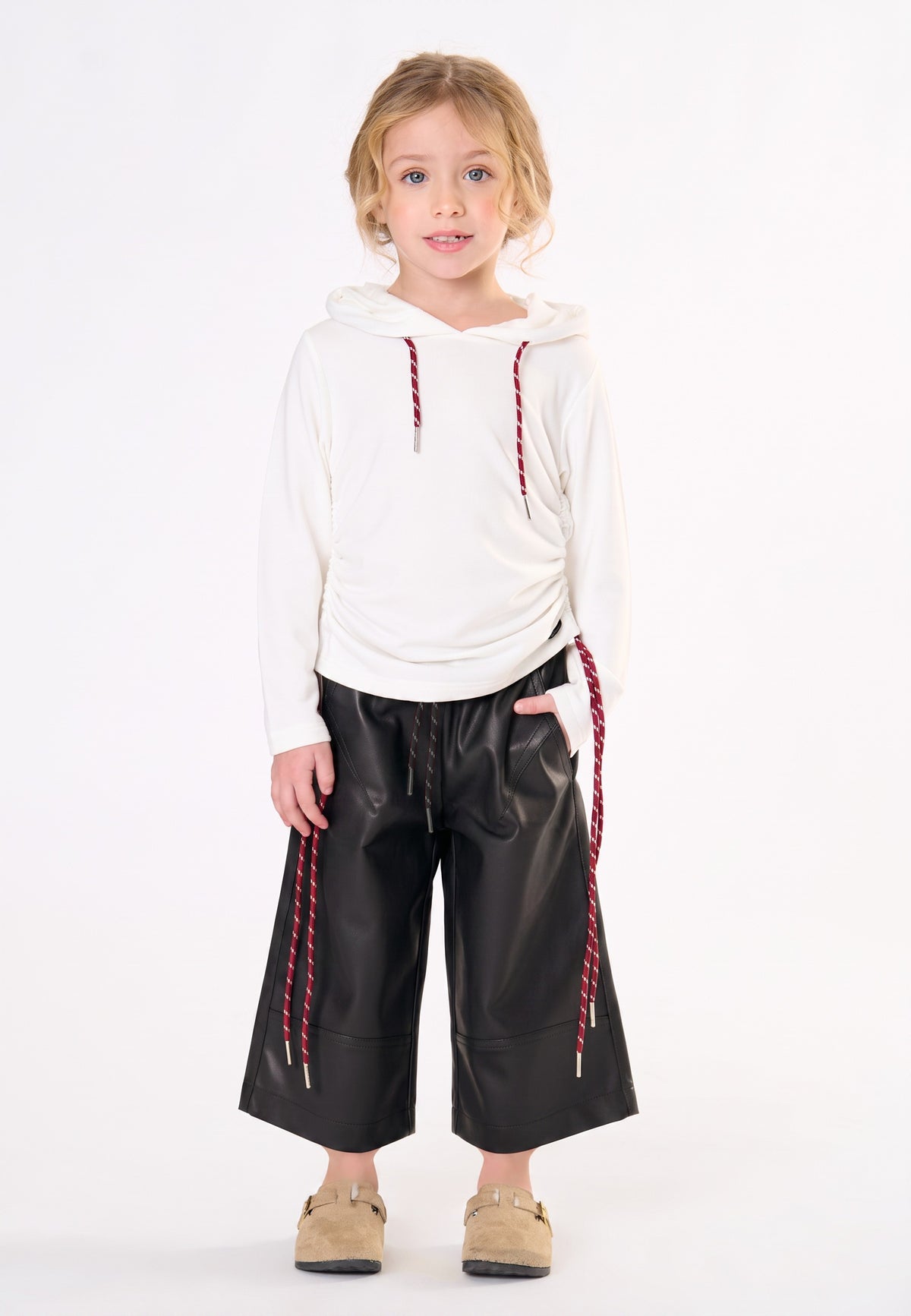 PANTALONE BAMBINA CROPPED  IN ECOPELLE NERO TO BE TOO<BR/> TB2148P NERO TO BE TOO 