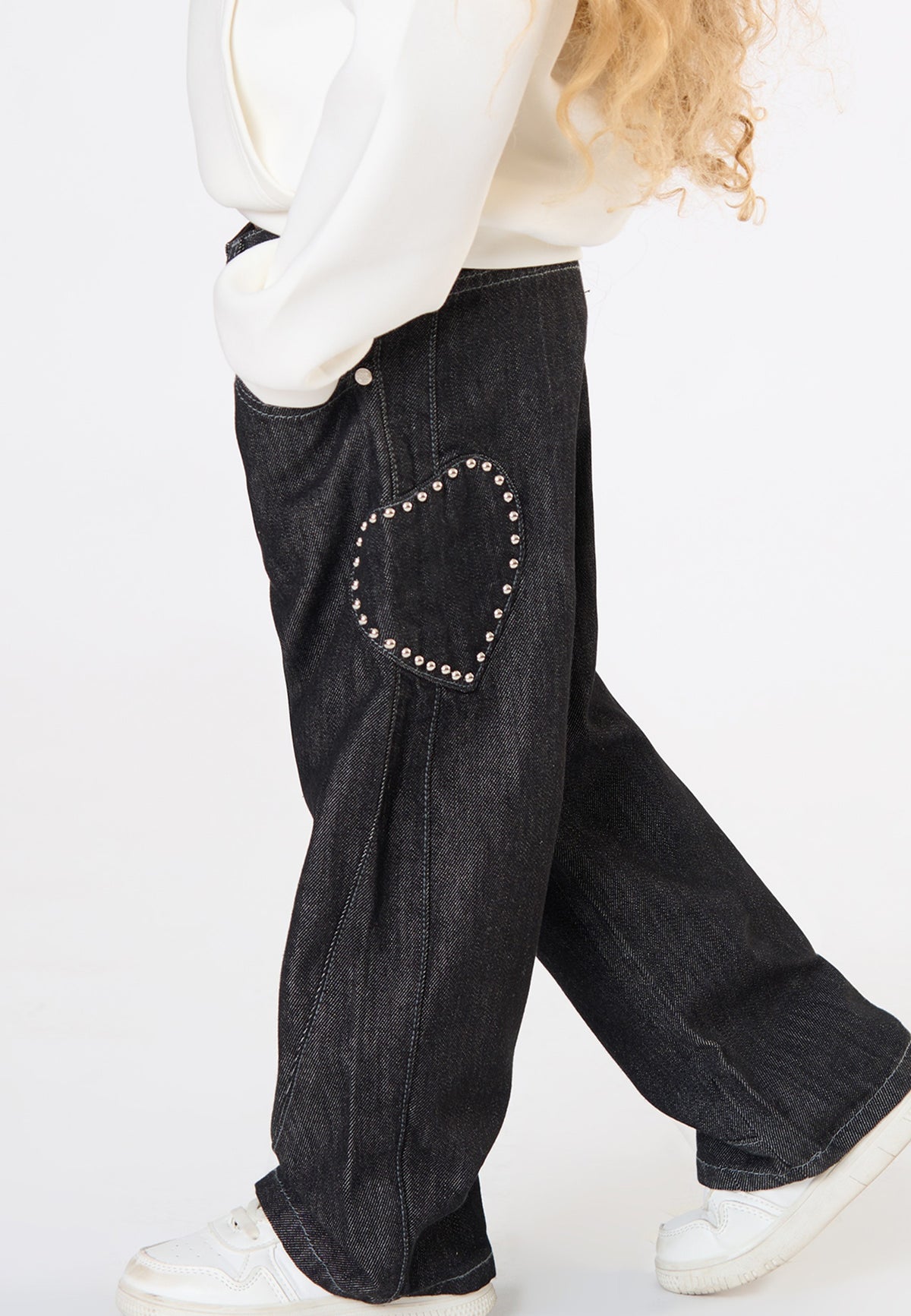 JEANS BAMBINA CON APPLICAZIONI NERO DENIM TO BE TOO TB2151P NERO DENIM TO BE TOO 