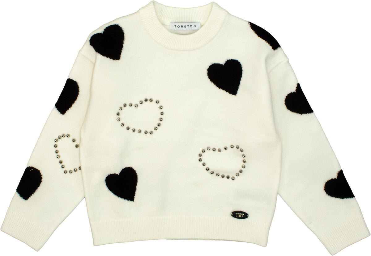 MAGLIA bambina CON CUORI E BORCHIE LATTE TO BE TOO TB2155M LATTE TO BE TOO 