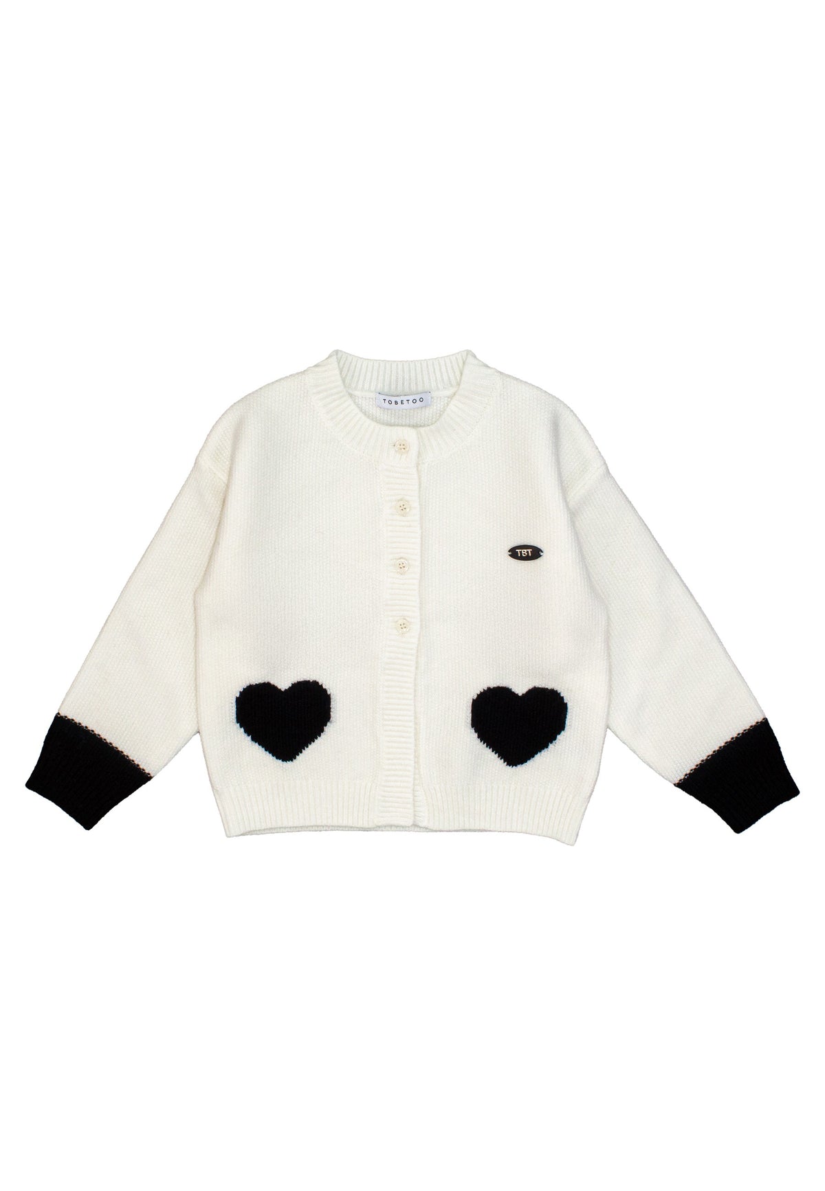 CARDIGAN BAMBINA CON CUORI E BORCHIE LATTE TO BE TOO TB2159M LATTE TO BE TOO 