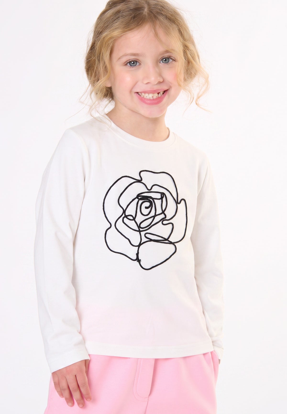 T-SHIRT BAMBINA MANICA LUNGA CON RICAMO LATTE TO BE TOO<BR/> TB2163 LATTE TO BE TOO 