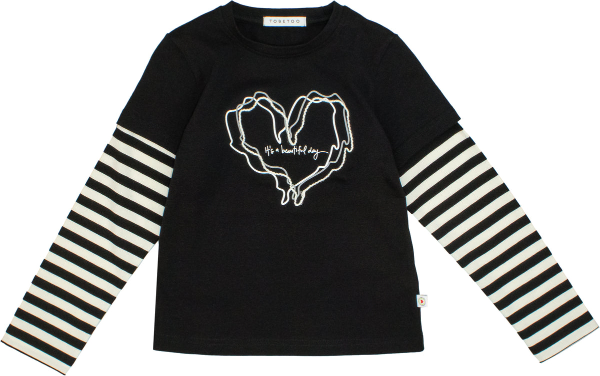 T-SHIRT BAMBINA DOPPIA MANICA A RIGHE NERO TO BE TOO TB2165T NERO TO BE TOO 