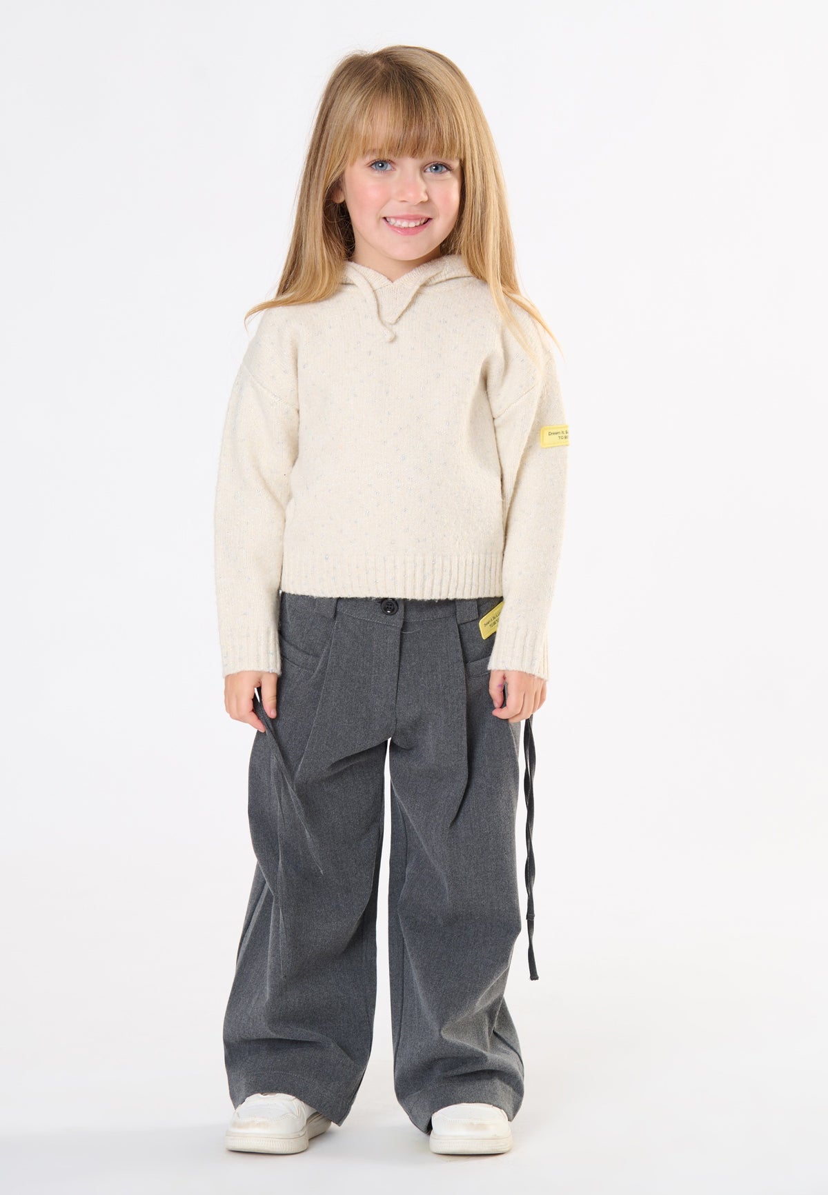 PANTALONE BAMBINA PALAZZO CON LACCETTI GRIGIO TO BE TOO TB2181P GRIGIO TO BE TOO 