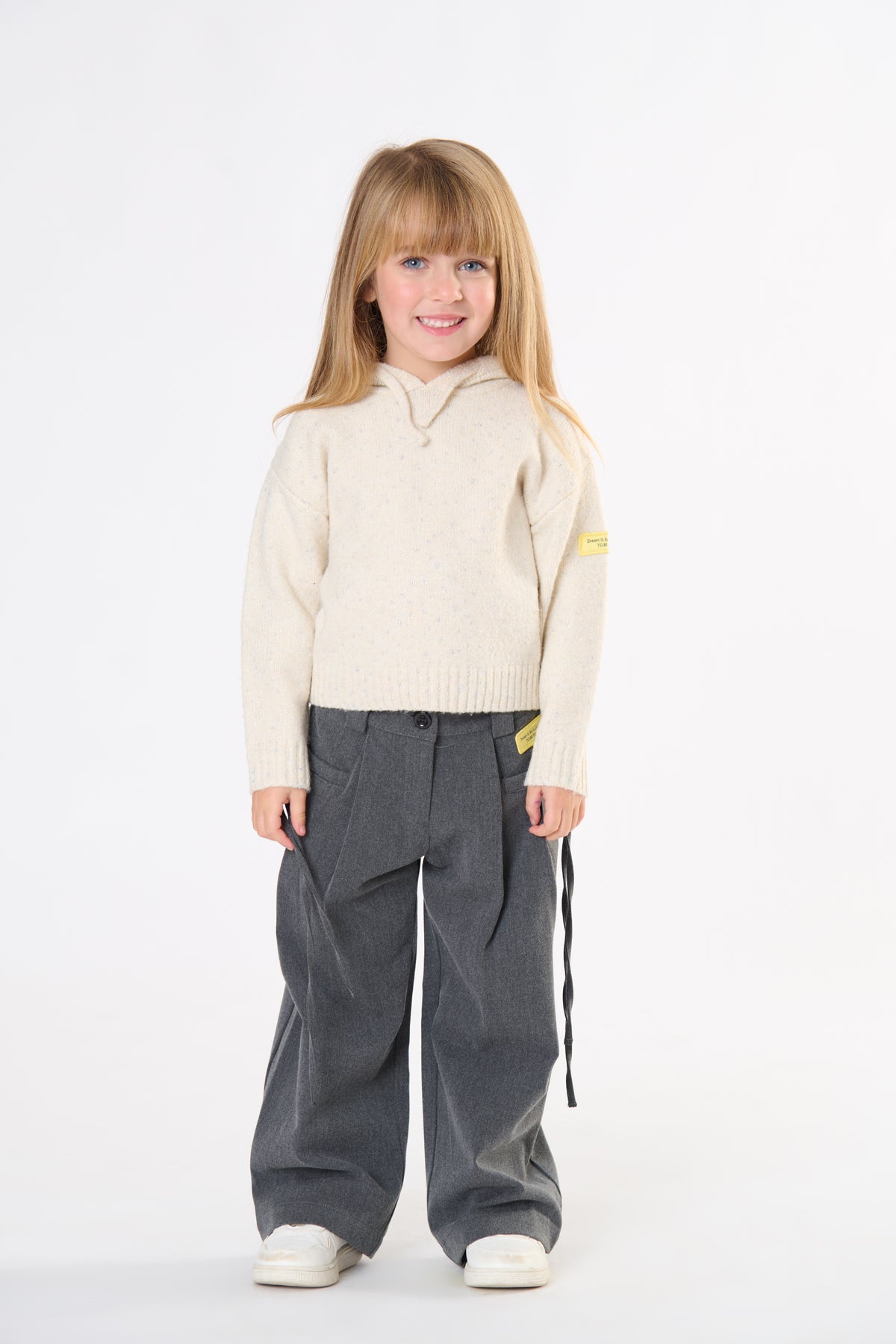 MAGLIA BAMBINA CON CAPPUCCIO BIANCO E ARGENTO TO BE TOO TB2182M BIANCO TO BE TOO 