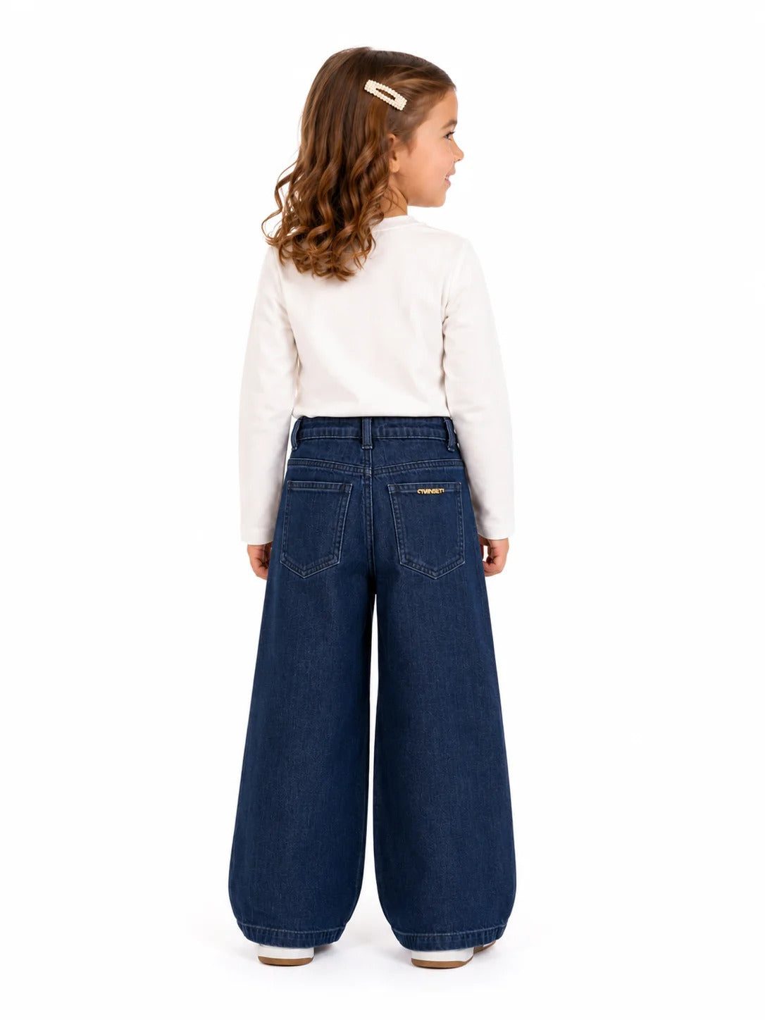 jeans bambina con ricamo sopraelevato denim rise twinset 262GB2045 DENIM RISE TWINSET KIDS 