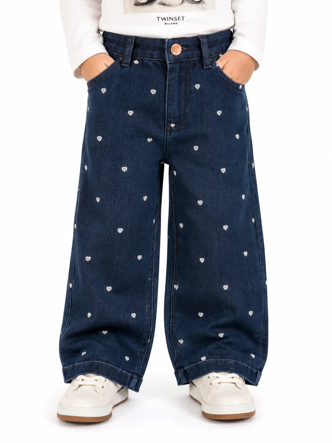 jeans bambina con ricamo sopraelevato denim rise twinset 262GB2045 DENIM RISE TWINSET KIDS 