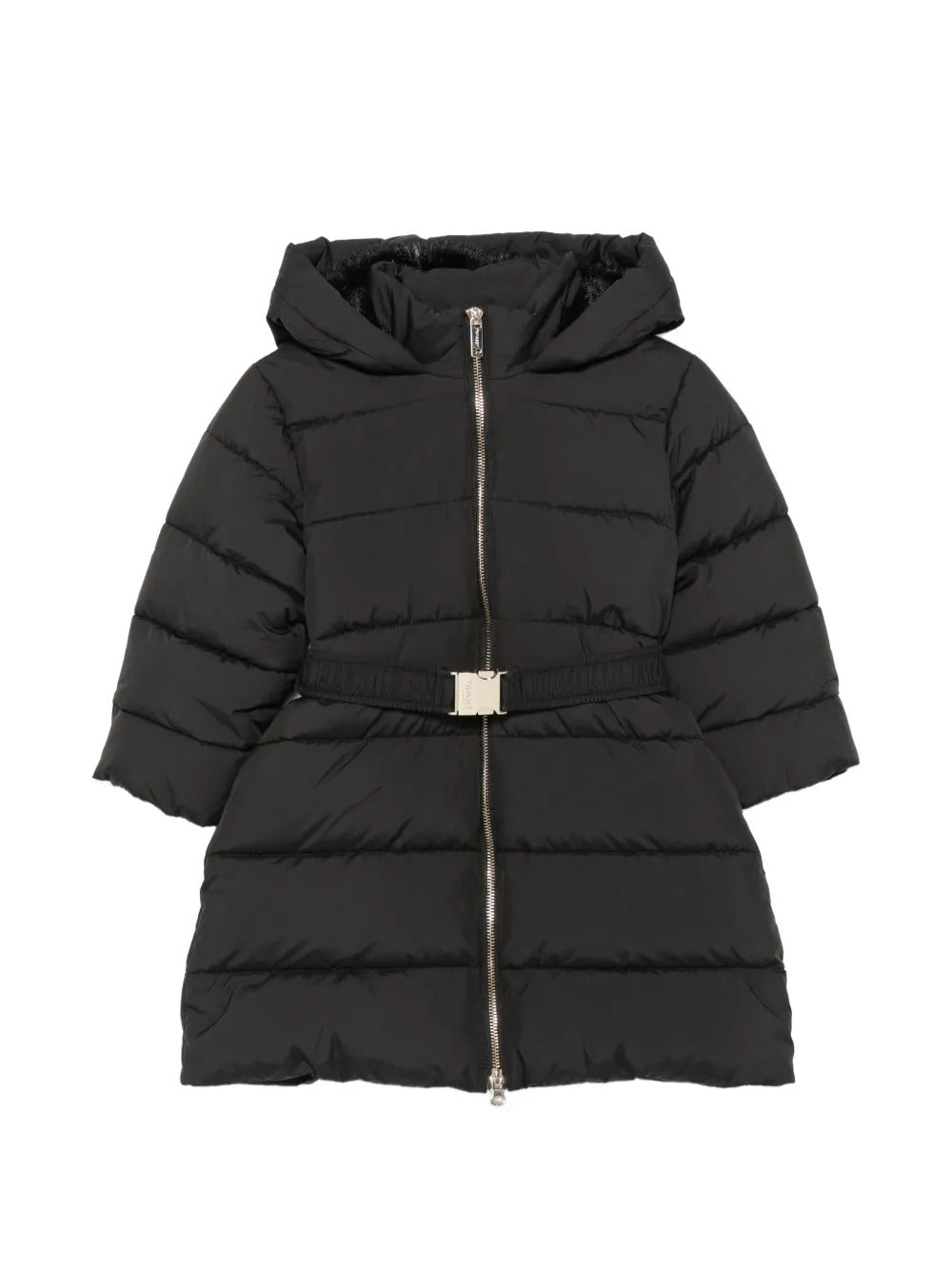 giubbino bambina imbottito con cappuccio e cinture nero twinset 262GB2050 NERO TWINSET KIDS 