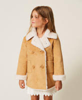 cappotto bambina scamosciato con faux fur iced coffe twinset 262GB205A ICED COFFEE TWINSET KIDS 