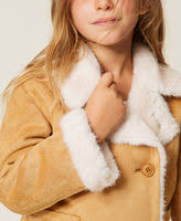 cappotto bambina scamosciato con faux fur iced coffe twinset 262GB205A ICED COFFEE TWINSET KIDS 