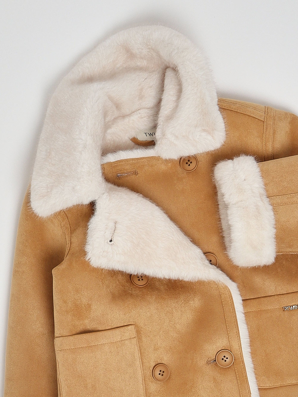 cappotto bambina scamosciato con faux fur iced coffe twinset 262GB205A ICED COFFEE TWINSET KIDS 