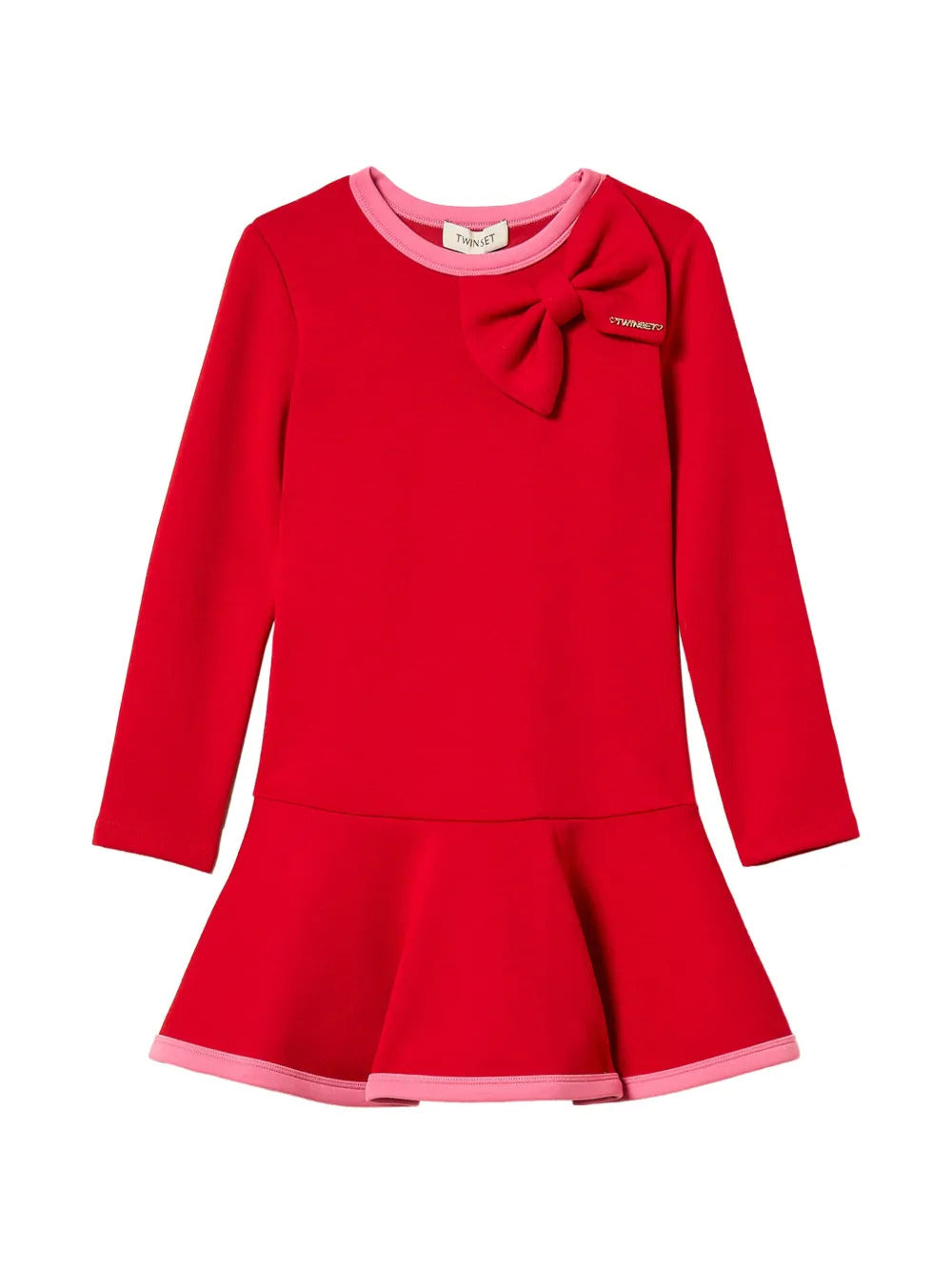 abito bambina corto in tessuto scuba con fiocco  MAGENTA TWINSET 262GB2103 MAGENTA TWINSET KIDS 
