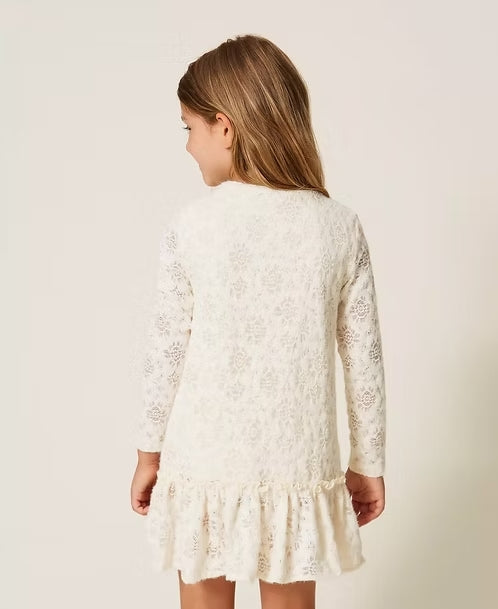 abito bambina corto in pizzo neve twinset 262GB2121 NEVE TWINSET KIDS 
