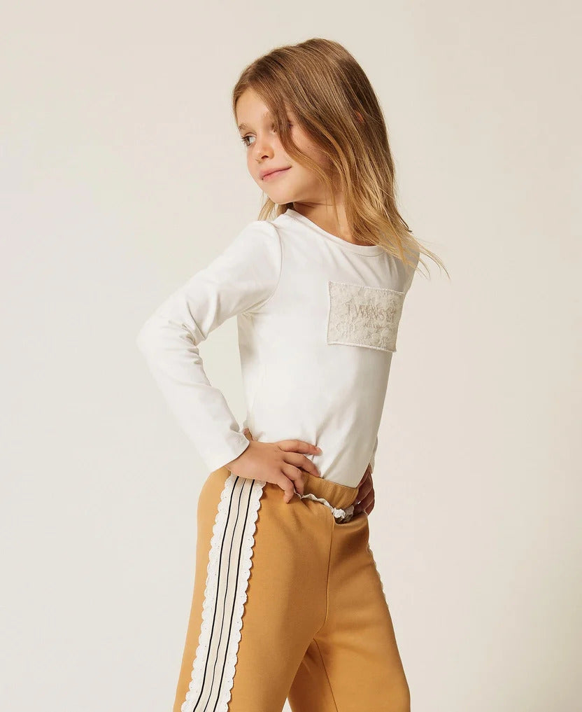 t-shirt bambina con logo ricamato neve twinset 262GB2123 NEVE TWINSET KIDS 