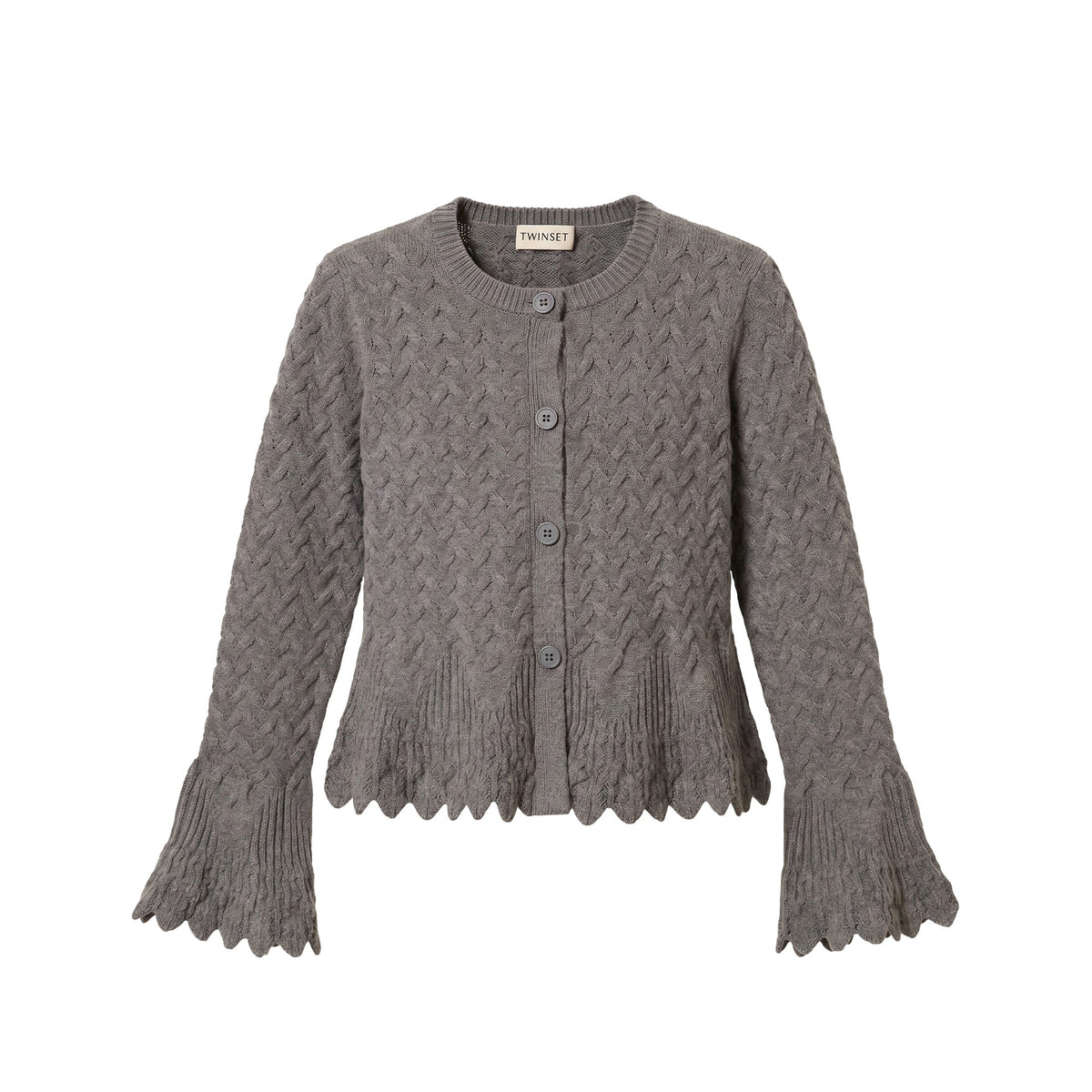 cargidan bambina in maglia lavorato grigio medio twinset 262GB3020 GRIGIO MEDIO TWINSET KIDS 