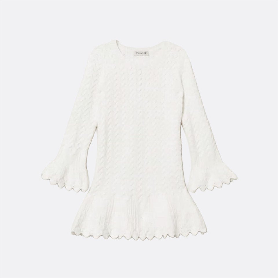 abito bambina in maglia lavorata neve twinset 262GB3022 NEVE TWINSET KIDS 