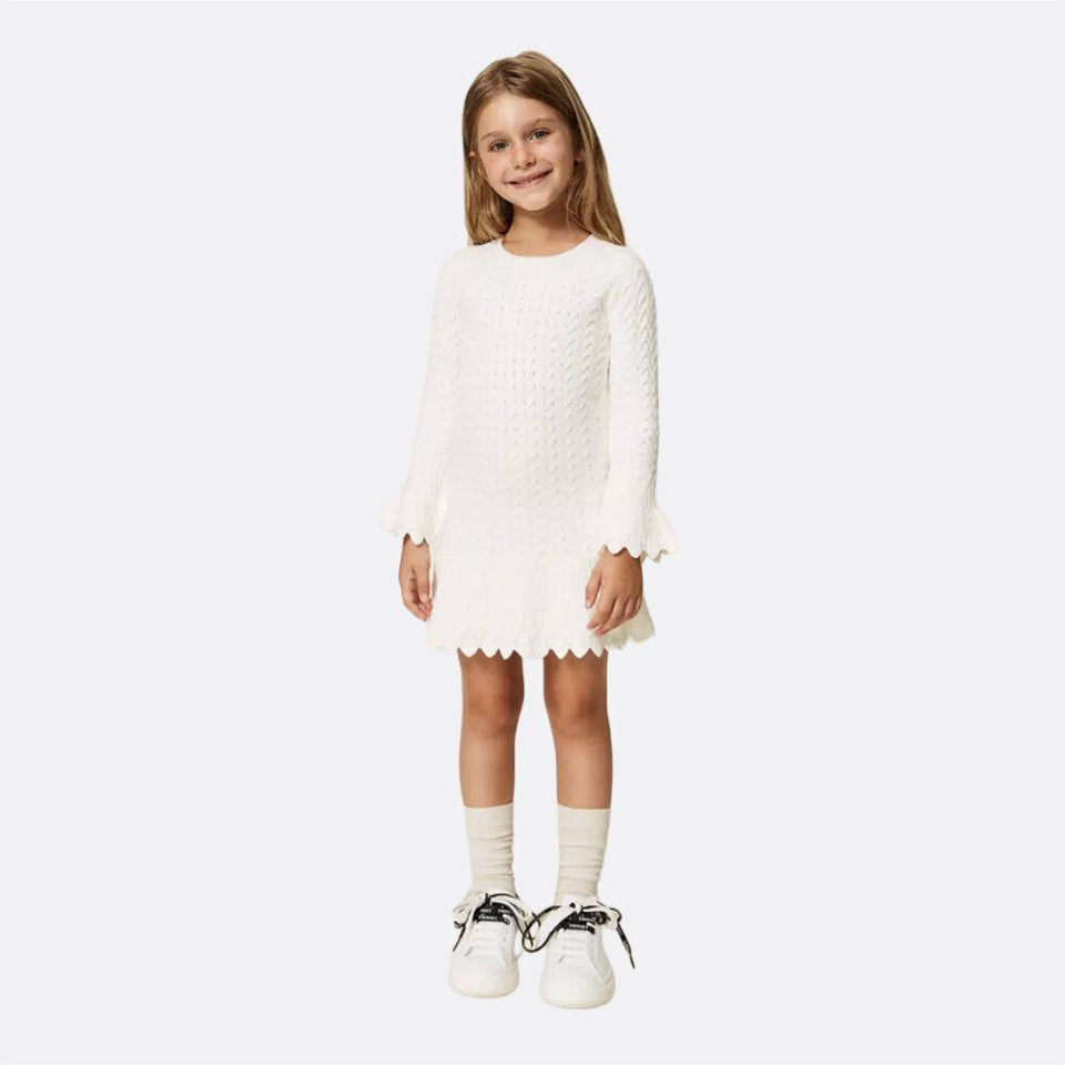 abito bambina in maglia lavorata neve twinset 262GB3022 NEVE TWINSET KIDS 