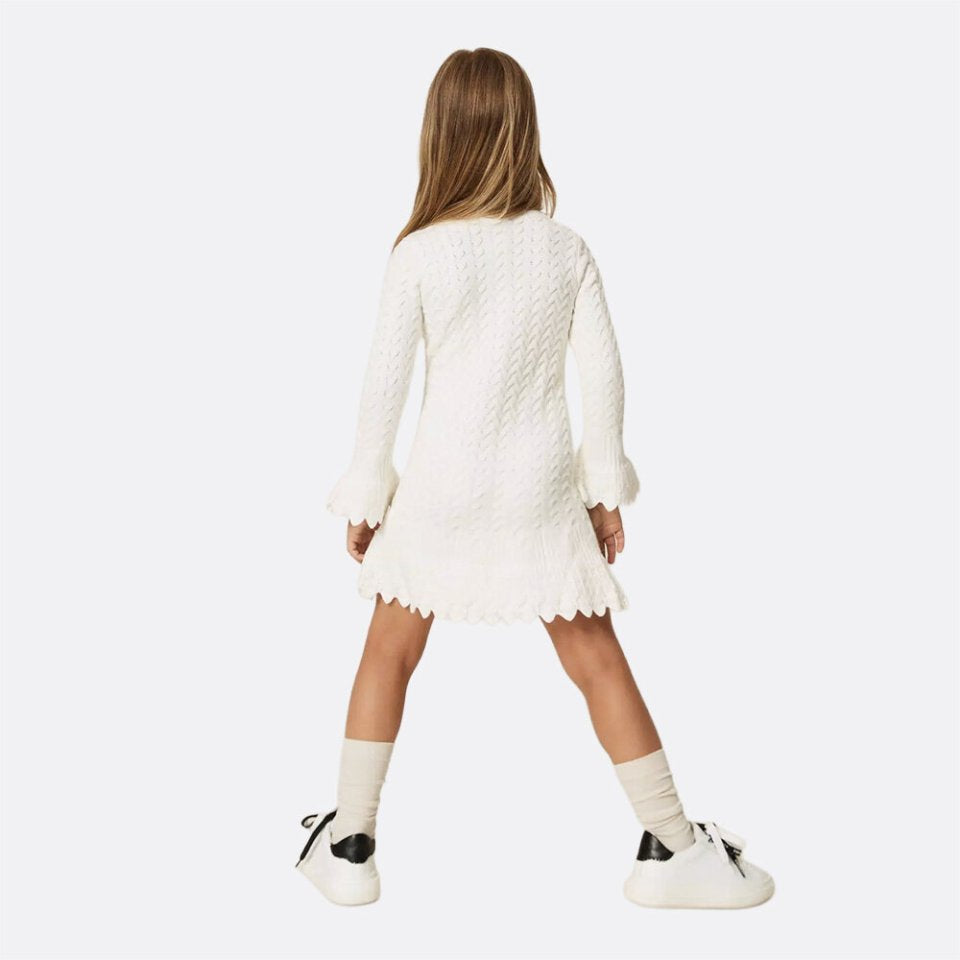 abito bambina in maglia lavorata neve twinset 262GB3022 NEVE TWINSET KIDS 