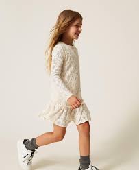 abito bambina in maglia lavorata neve twinset 262GB3022 NEVE TWINSET KIDS 