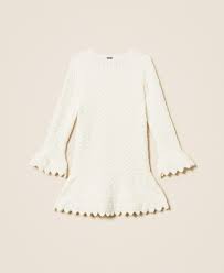 abito bambina in maglia lavorata neve twinset 262GB3022 NEVE TWINSET KIDS 